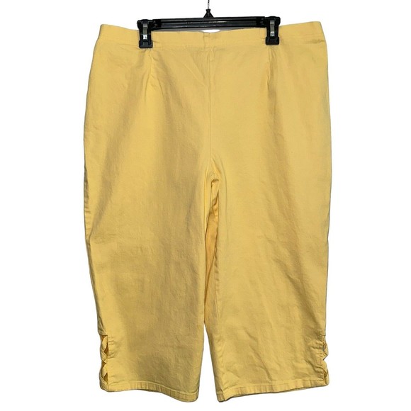 Denim & Co Capris Womens 1X XL Pull On Yellow Denim Elastic Waist Pants D & Co‎ - Picture 1 of 10